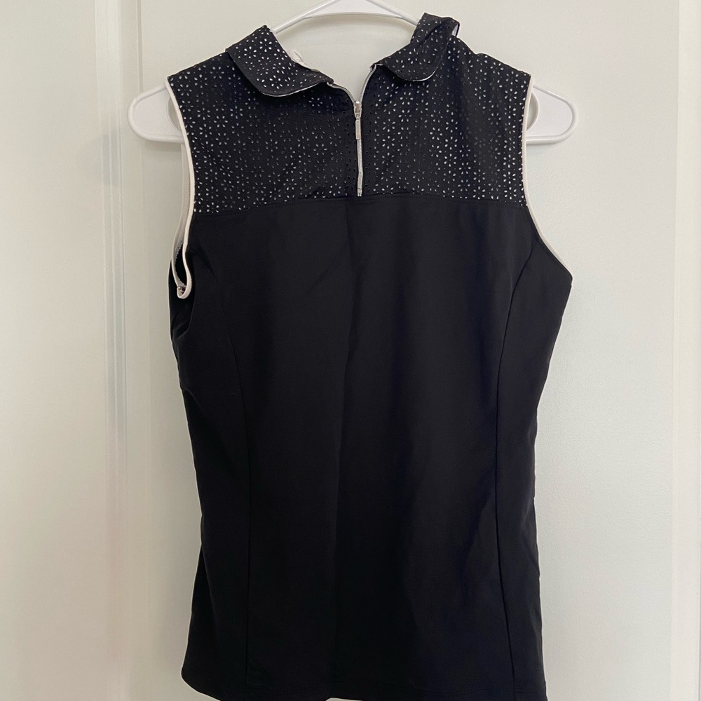 Black Sleeveless Top with Embellished Collar - Picture 2 of 5